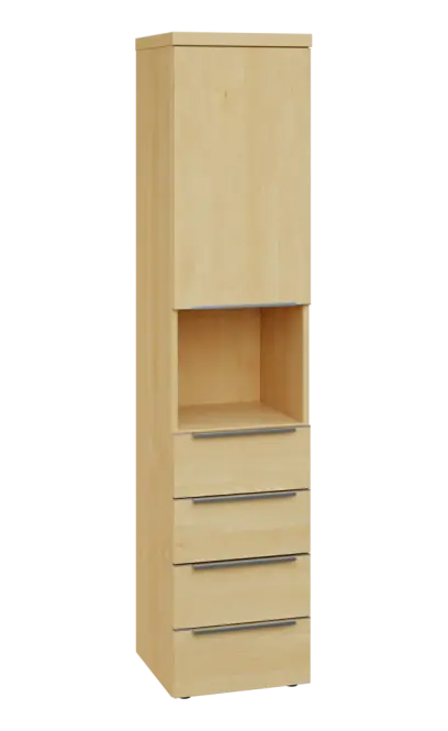 SIN 5 - 44ZND kancelářská skříň, 4-zásuvková/nika, 1-dveřová, pravá, 1820x400x400, javor horský